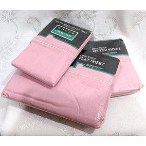 Pink Sheets & Pillowcases Twin Set Flat Fitted No-Iron Percale Pastel Bedding